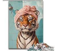 Puzzle da 1000 pezzi "Tigre nel bagno" per adolescenti, regali, giocattoli educativi per l'apprendimento, giochi per famiglie, adatti per la decorazione della scrivania (26x38cm)