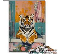 Puzzle da 1000 pezzi "Tigre nel bagno" per adolescenti, regalo educativo per alleviare lo stress, ideale come regalo per tutta la famiglia (50x75cm)