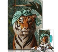 Puzzle da 1000 pezzi "Tigre nel bagno" per adulti e adolescenti, aiuta il cervello ad allenarsi Giocattoli avvincenti per coltivare la pazienza Un'opera d'arte (38x26cm)