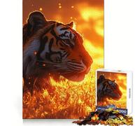 Puzzle da 1000 pezzi "Tigre nella luce dorata" per adulti e ragazzi, gioco mentale rilassante e di alta qualità, regalo perfetto 50x75cm