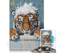 Puzzle da 1000 pezzi Tigre nella vasca da bagno per ragazzi, gioco di logica, passatempo rilassante, taglio preciso, 50x75cm