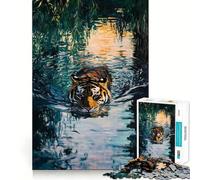 Puzzle da 1000 pezzi "Tigre nell'acqua" per adulti, gioco per esercitare la mente, divertimento casual, taglio di precisione, regalo artistico 50x75cm