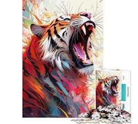 Puzzle da 1000 pezzi "Tigre ruggisce" con una tavolozza di colori vivaci Puzzle per adolescenti difficile ogni pezzo è unico Giocattolo educativo 38x26cm