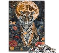 Puzzle da 1000 pezzi Tigre sotto la luna Gioco educativo Sfida Giocattolo Decorazione da parete Regali unici per compleanno e Natale 50x75cm
