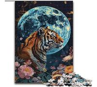 Puzzle da 1000 pezzi "Tigre sotto la luna" per adulti e adolescenti, antistress, per ammazzare il tempo durante le vacanze, per migliorare l'amore tra coppie (26x38cm)