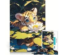 Puzzle da 1000 pezzi "Tigre sul mare e rosa" Gioco di assemblaggio e pulizia Stimolante per la mente,rilassante e divertente Regalo di compleanno (38x52cm)