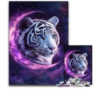 Puzzle da 1000 pezzi "Tigre sulla Luna", puzzle in legno dal design intricato per adolescenti, decorazioni fai da te e divertimento che stimola la mente, 50x75cm