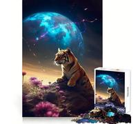 Puzzle da 1000 pezzi "Tigre tra i fiori di Marte" per adolescenti, gioco per lo sviluppo delle capacità cognitive, design accogliente e rilassante, regalo pensato per il tempo libero 50x75cm
