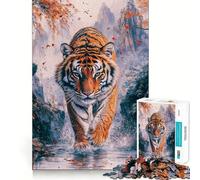 Puzzle da 1000 pezzi "Tigre tra le montagne autunnali" per ragazzi, gioco di pensiero, divertimento condiviso, bordi precisi, oggetto regalo di Babbo Natale 50x75cm