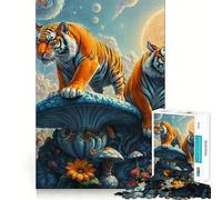 Puzzle da 1000 pezzi "Tigri Guardiane della Foresta dei Funghi Surreale" per Adolescenti, Gioco di Sfida Mentale, Relax, Taglio Preciso, Esposizione Artistica 50x75cm