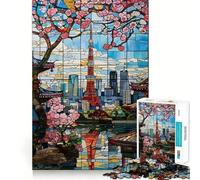 Puzzle da 1000 pezzi "Tokyo Cherry Blossoms" per adulti, gioco stimolante per la mente, ideale per il gioco di gruppo, con incisioni nitide e un'immagine deliziosa 38x26cm