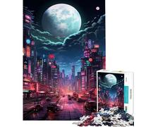 Puzzle da 1000 pezzi Tokyo Notte di Luna Difficile e stimolante Analisi e logica Giocattolo fai da te per ragazzi dai 14 anni in su (50x75cm)