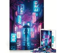 Puzzle da 1000 pezzi "Tokyo Notte Piovosa al Neon" per adulti e ragazzi, ideale per sviluppare le capacità cognitive, con bordi precisi e un design elegante (50x75cm)