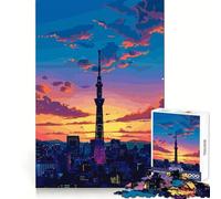 Puzzle da 1000 pezzi "Tokyo Skytree al tramonto" per ragazzi, gioco di logica e abilità, antistress, tagli precisi, regalo perfetto 50x75cm