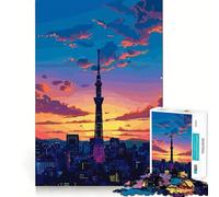 Puzzle da 1000 pezzi "Tokyo Skytree al tramonto" per ragazzi, gioco di logica e abilità, antistress, tagli precisi, regalo perfetto 50x75cm