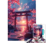 Puzzle da 1000 pezzi - Torii giapponese Vaporwave per compleanno Natale gioco educativo per migliorare la memoria adatto a maggiori di 14 anni (50x75cm)
