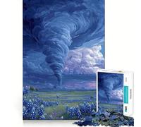 Puzzle da 1000 pezzi "Tornado su un campo di lupini blu" per adulti, sfida mentale, gioco di gruppo, dettagli nitidi, regalo perfetto 38x26cm