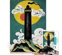Puzzle da 1000 pezzi Torre sulla collina con luna e nuvole, pezzi ben definiti, gioco per lo sviluppo delle capacità cognitive, divertimento e relax, decorazione natalizia (50x75cm)