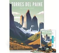 Puzzle da 1000 pezzi Torres del Paine NP Taglio perfetto Gioco di logica divertente Gioco gratuito Attività di compleanno (38x26cm)