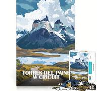 Puzzle da 1000 pezzi Torres del Paine W Circuit Cile Pezzi ben tagliati Giocattolo per lo sviluppo delle capacità cognitive Divertimento e tranquillità Esposizione artistica natalizia (38x26cm)