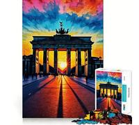 Puzzle da 1000 pezzi "Tramonto a Berlino alla Porta di Brandeburgo",taglio preciso,gioco creativo per stimolare la mente,facile da giocare,decorazione natalizia (38x52cm)