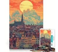 Puzzle da 1000 pezzi "Tramonto a Bruxelles, Belgio" per adolescenti, ideale per migliorare la memoria e il tempo libero Pezzo unico con Babbo Natale 50x75cm