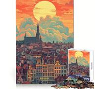 Puzzle da 1000 pezzi "Tramonto a Bruxelles, Belgio" per adolescenti, ideale per migliorare la memoria e il tempo libero Pezzo unico con Babbo Natale 50x75cm