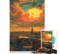 Puzzle da 1000 pezzi "Tramonto a Copenaghen, Danimarca" per ragazzi, gioco di logica, leggero e rilassante, taglio preciso, regalo classico 38x26cm