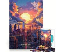 Puzzle da 1000 pezzi "Tramonto a Filadelfia, USA" per adolescenti, ideale per migliorare la memoria e il tempo libero Pezzo unico con Babbo Natale 50x75cm