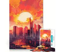 Puzzle da 1000 pezzi "Tramonto a Francoforte, Germania" per ragazzi, gioco di logica, leggero e rilassante, taglio preciso, regalo classico 38x52cm
