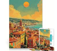 Puzzle da 1000 pezzi "Tramonto a Nizza, Francia" per ragazzi, gioco di logica semplice, svago facile, taglio perfetto, regalo di compleanno 38x52cm