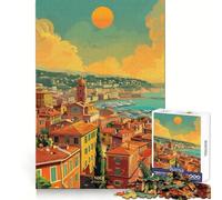 Puzzle da 1000 pezzi "Tramonto a Nizza, Francia" per ragazzi, gioco di logica semplice, svago facile, taglio perfetto, regalo di compleanno 38x52cm