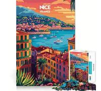 Puzzle da 1000 pezzi "Tramonto a Nizza" per adulti e ragazzi, ideale per migliorare la memoria, per un relax leggero e piacevole, con tagli netti e un regalo delizioso 38x26cm