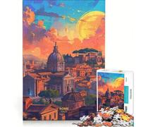 Puzzle da 1000 pezzi "Tramonto a Roma Italia" giocattolo educativo gioco di velocità manuale con pezzi di forma casuale completamente ad incastro 38x26cm