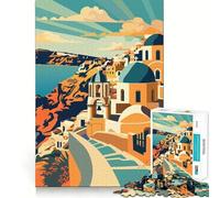 Puzzle da 1000 pezzi "Tramonto a Santorini" per ragazzi, gioco di logica, rilassante, di alta qualità, regalo di Natale (38x52cm)