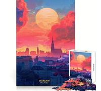 Puzzle da 1000 pezzi "Tramonto a Varsavia, Polonia" per ragazzi, gioco di logica semplice, svago facile, taglio perfetto, regalo di compleanno 50x75cm