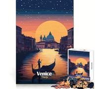 Puzzle da 1000 pezzi Tramonto a Venezia con Gondola per adulti, stimolante per la memoria e il relax, con bordi nitidi (50x75cm)
