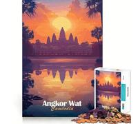 Puzzle da 1000 pezzi "Tramonto ad Angkor Wat" - Gioco di concentrazione - Artigianato di precisione - Hobby affascinante per i momenti di svago (50x75cm)