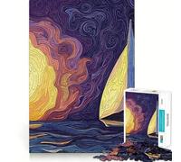 Puzzle da 1000 pezzi "Tramonto con barca a vela" per adolescenti, gioco di intelletto, relax mentale, taglio di qualità, regalo per le vacanze (38x52cm)