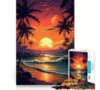 Puzzle da 1000 pezzi "Tramonto con palme" per adolescenti, gioco cognitivo, svago rilassante, assemblaggio di motivi, opera d'arte 38x26cm