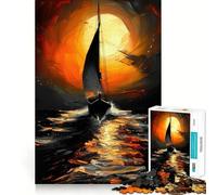 Puzzle da 1000 pezzi "Tramonto con Vela" per adulti, ideale per stimolare la memoria e creare un'atmosfera rilassante 50x75cm