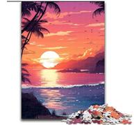 Puzzle da 1000 pezzi "Tramonto da un'isola" in legno, attività per la casa per feste, compleanni e serate di giochi in famiglia, 50x75cm, coinvolgente attività per serate di giochi in famiglia
