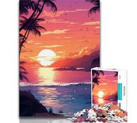 Puzzle da 1000 pezzi Tramonto da un'isola Puzzle per adulti 1000 pezzi, giocattoli educativi per l'apprendimento Giochi per famiglie Migliora l'amore tra coppie (38x26cm)