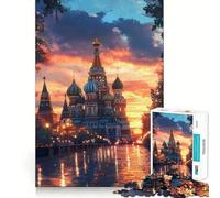 Puzzle da 1000 pezzi "Tramonto della Cattedrale di San Basilio" per ragazzi, gioco di abilità mentale, svago, divertimento, design, assemblaggio, regalo elegante 38x26cm
