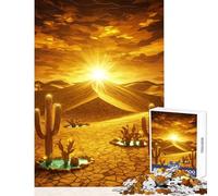 Puzzle da 1000 pezzi Tramonto dorato nel deserto Giocattoli antistress Ottimo regalo per giochi Gioco impossibile Allena il tuo cervello e le tue mani Dimensioni 38x52cm