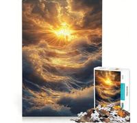 Puzzle da 1000 pezzi "Tramonto dorato sulle onde dell'oceano", gioco rompicapo, rilassante e stimolante per l'intelletto, regalo di compleanno, regalo 50x75cm