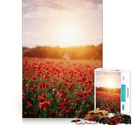 Puzzle da 1000 pezzi "Tramonto in un campo di papaveri" per adulti e ragazzi ideale per stimolare la memoria favorire la calma e favorire la fuga dalla realtà con taglio liscio e un regalo speciale