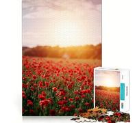 Puzzle da 1000 pezzi "Tramonto in un campo di papaveri" per adulti, ideale per stimolare la mente e alleviare lo stress, con bordi precisi, perfetto come decorazione da parete (50x75cm)