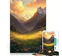 Puzzle da 1000 pezzi "Tramonto in un prato di montagna" per ragazzi, gioco di logica fine, morbido, rilassante, bordi puliti, regalo di alta qualità (38x26cm)