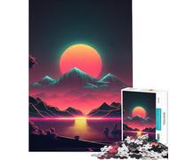 Puzzle da 1000 pezzi "Tramonto in un'atmosfera retrò futuristica" Giochi divertenti e stimolanti per coltivare la pazienza Regalo di Babbo Natale segreto Educativo e formativo (Dimensioni 38x52cm)